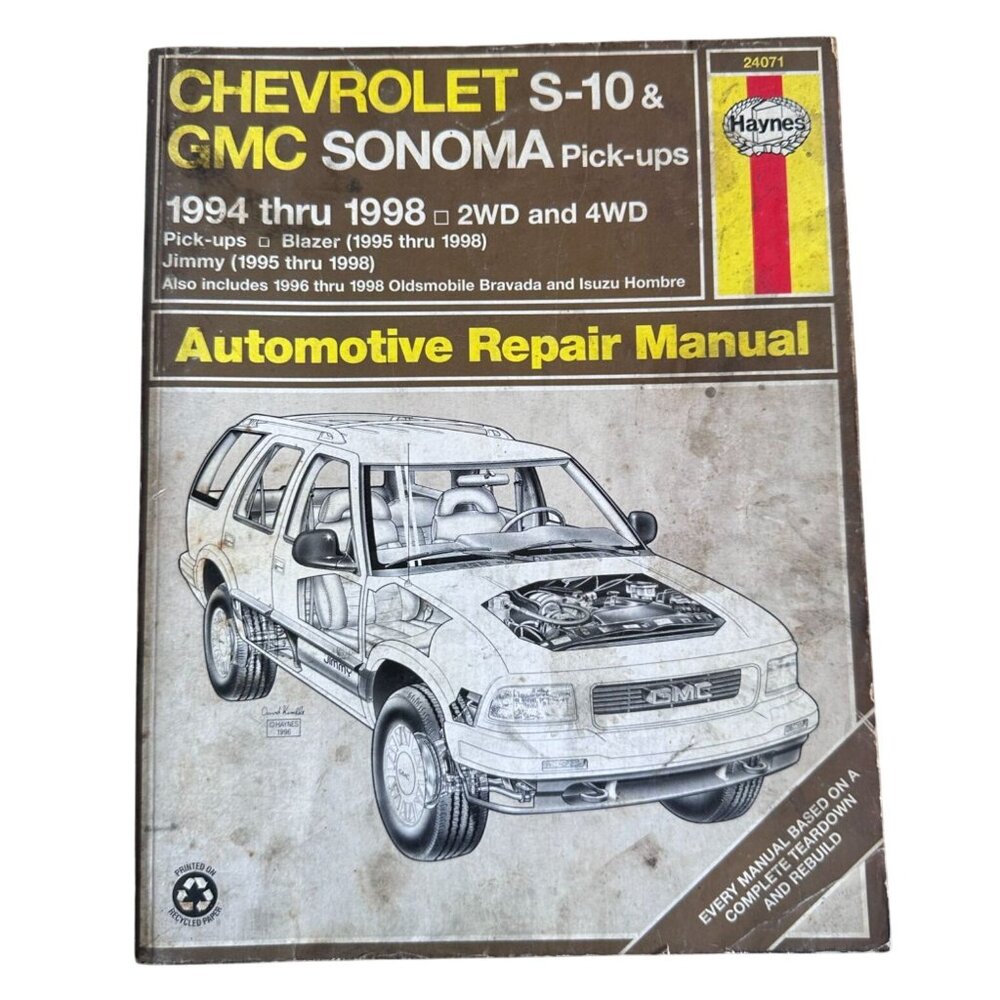 Vtg Haynes Repair Manual Chevrolet S-10 and Gmc Sonoma Pickups 1994-1998 24071